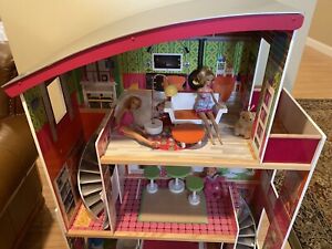 Barbie Doll House-KidKraft-3 Floors, Patio, Spiral Staircase-Furnished