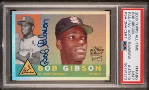 2005 Topps All-Time Fan Favorites Rainbow BOB GIBSON #/10 PSA 7 / 10 Auto - Picture 1 of 2