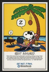 1987 METROPOLITAN LIFE - SNOOPY - WOODSTOCK - SCHULTZ - PEANUTS -  VINTAGE AD - Picture 1 of 1
