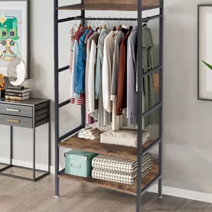 4-IN-1 Large Garment Coat Rack Shoe Rack Vintage Hall Tree for Entryway Bedroom - Picture 1 of 12
