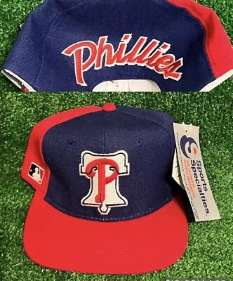 VTG 90s Philadelphia Phillies Back Script Sports Specialties SnapBack Hat NEW - Image 1 of 4