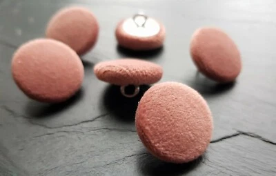 Rose pink velvet fabric Covered Buttons 14, 19, 23, 25 or 31mm sets of buttons - Image 1 of 4