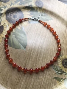 amber agate necklace beaded Crystal gemstone Necklace handmade gift for her - Picture 1 of 6