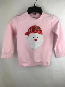 Girls Holiday Sweatshirt Size XL Pink Pullover Santa Aplique Sequin Long Sleeve - Picture 1 of 3