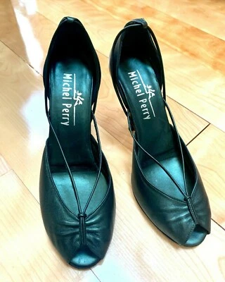 Impresionante Nuevo en Caja Vestido Michel Perry Mujer Bomba Talla 36 Verde Perla Punta abierta Stiletto  Foto 1 de 4