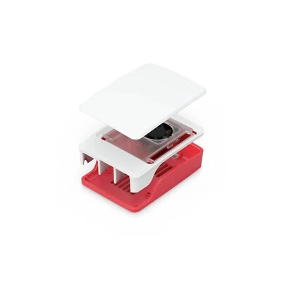 Raspberry Pi 5 Official Case Red White with Temperature Controlled Cooling Fan - Image 1 of 4