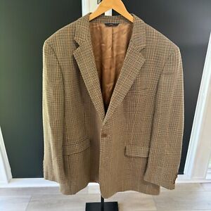 Brooks Brothers 346 Men's brown houndstooth sport coat jacket blazer sz 48L EUC