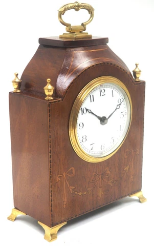 Antique 19th Original French 8 Day Bracket Solid Mahogany Clock Arabic numerals Cover
