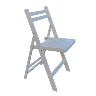 Furniture Slatted Wood Folding Special Event Chair - White, Set of 4 - Image 1 of 4