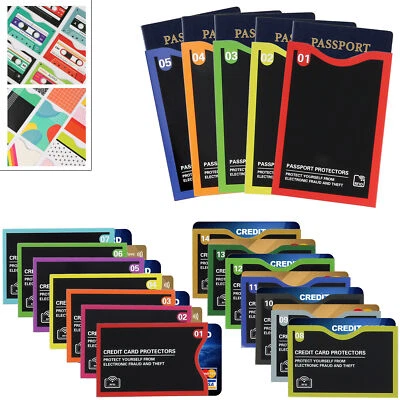 RFID Blocking Sleeves Credit Card Protector Holders Theft Protection Passport - Image 1 of 4