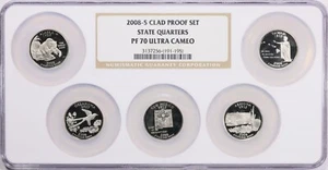 2008 S Clad State Quarter 25c 5 Coin Proof Set NGC PF 70 ULTRA CAMEO MultiCoin - Picture 1 of 3