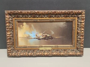 Barrie AF Clark Museum repro oil canvas framed "Spitfire" aircraft war plane - Picture 1 of 16