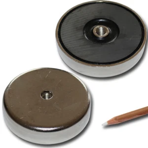 2 PINZAS PLANAS OLLA MONTAJE IMÁN D80x18 mm FERRITA M10 ROSCA INTERIOR 55KG - Imagen 1 de 2
