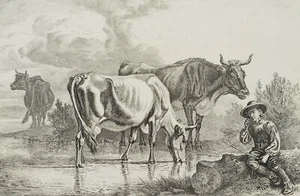 J. KLEIN (1792-1875), Am Starnberger See, Musizierender Viehhirte, 1844, Rad. - Bild 1 von 4
