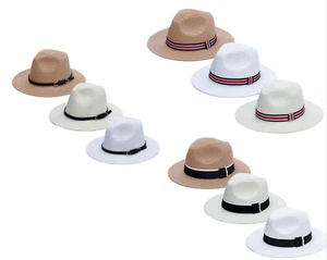 Cappello Trilby Panama Fedora Trilby Pieghevole Schiacciabile In Paglia con Fascia e Fascia Regolabile - Foto 1 di 22