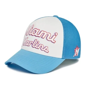 MLB KOREA Sunny Beach Mesh Cap Miami Marins WHITE 3AMCU0133-05ABS UNISEX SIZE - Picture 1 of 7