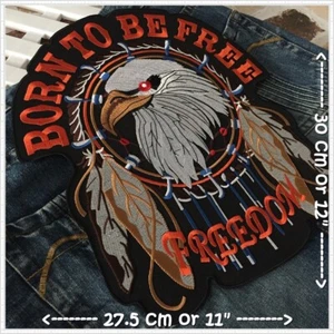Born to be Free Motorcycle Biker Eagle Iron on Embroidered Large Back patch XL - Picture 1 of 2