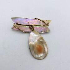 VINTAGE GOLD FILLED WIRE WRAPPE D ARTISAN MADE SHELL PIN BROOCH
