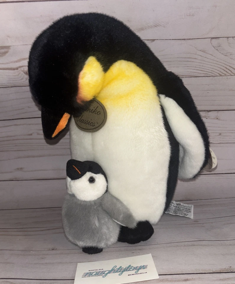 Russ Berrie Yomiko Classics Mommy & Baby Emporer Penguin Plush 12" MWMT 28598