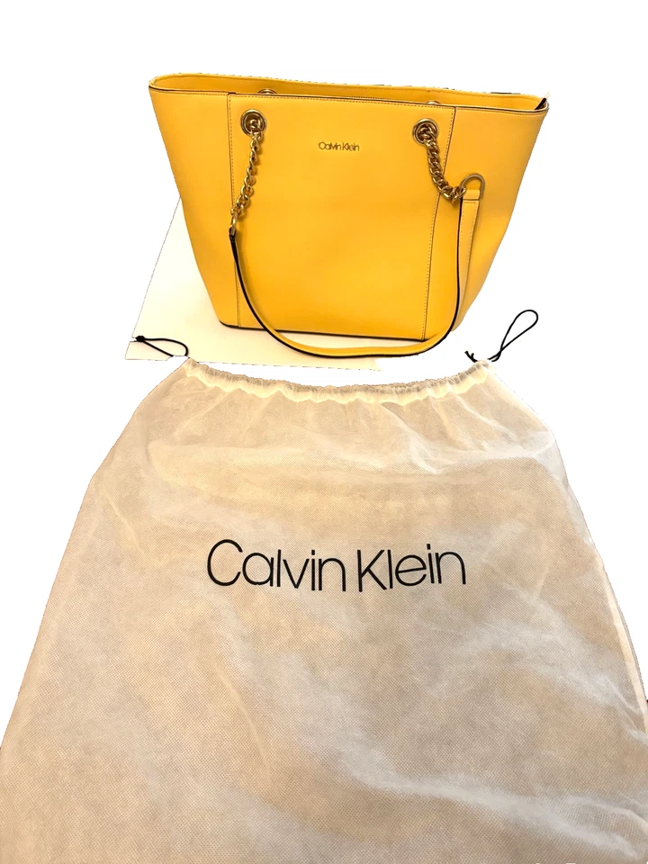 Women's Calvin Klein Gold Handbag Leather With Shoulder/Hand Straps +Dusty Bag - Image 1 of 4