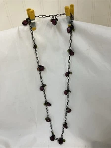 Vintage Lavendelgrün & Bernstein facettierte Perlen mit schwarzer Kette 38 Zoll sehr guter gebrauchter Zustand - Bild 1 von 5