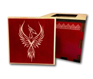 Firebird Wood Puzzle Box | Red Stained Maple Lock Box - Picture 1 of 8