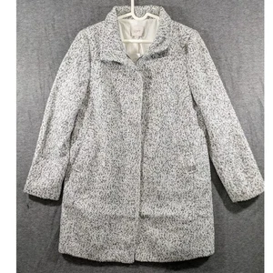 Cappotto invernale donna Ann Taylor Loft zip mezza coscia nero bianco taglia M nuovo con etichette - Foto 1 di 9
