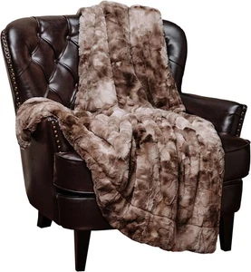 Everlasting Comfort Faux Fur Throw Blanket Soft Fluffy Warm Cozy Chocolate Bx29 - Picture 1 of 2
