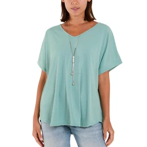 Ember Rib T-Shirt Zweiteiliges Halskette Set Salbeigrün - Bild 1 von 3