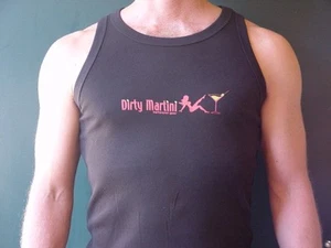 DIRTY MARTINI BAR cóctel negro camiseta sin mangas logotipo de vajilla - Imagen 1 de 2