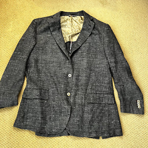 Robert Graham Gray Silk Linen Wool Summer Blazer Sport Coat Mens 48R US