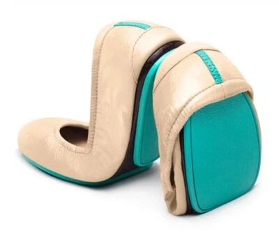 Tieks por Gavrieli Ballet Flat tamanho 9 em patente Biscotti - Usado uma vez! - Imagem 1 de 4