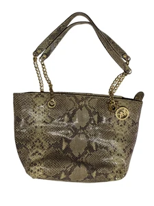 Michael Kors Brown Python Snakeskin Leather Shoulder Bag Chain Strap Embossed - Picture 1 of 9