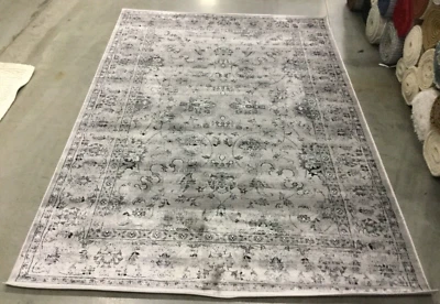 GREY / IVORY 5'-1" X 7'-7" Stained Rug, Reduce price 1172637348 VTG430A-5 - Image 1 of 4