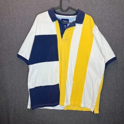 Camisa Polo Catalina Para Hombre Grande Azul Amarillo Exterior Retro Años 90 De Colección  Foto 1 de 4