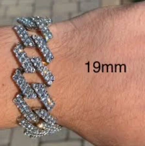 Microjuego de Pulsera de Plata Esterlina 925 Cubana Inundada Sólida 19mm RSG742 para Hombre - Imagen 1 de 2