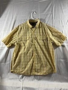 Wolverine Shirt Mens XL Yellow Gingham Plaid Short Sleeve Button Vented Adult XL - Picture 1 of 10