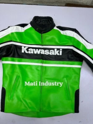 Chaqueta de cuero para motociclista Kawasaki Racing Foto 1 de 4