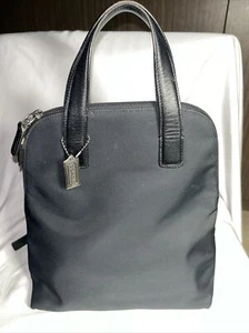 COACH Black Fabric Leather Trim Satchel Backpack Zip City Bag Purse Size M Y2K - Picture 1 of 17