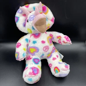 Build A Bear Triceratops Dinosaurier Herzen und Friedenszeichen BAB rosa lila blau - Bild 1 von 10