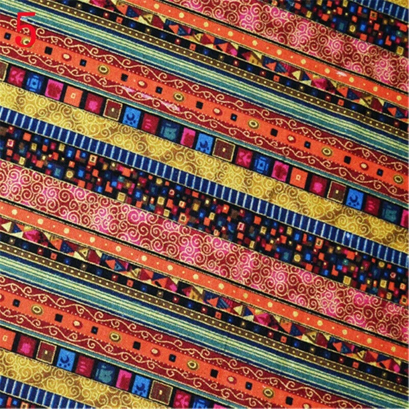 Tela de algodón y lino estampado mesa manualidades ropa tela bohemia flexible 1 metro Foto 1 de 4