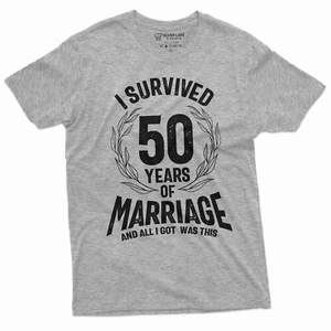 Camiseta Divertida Aniversario Sobreviví 50 Años de Matrimonio Regalo Para Marido Esposa - Imagen 1 de 9