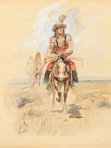 Indios Cruzando las Llanuras por Charles M Russell Western Giclee Impresión Envío Gratis - Imagen 1 de 3