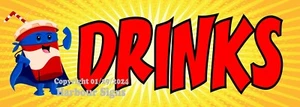 Nuevo Anuncio Bebidas Calcomanía Camión de Comida Concesión Vinilo Adhesivo Menú Superhéroe - Imagen 1 de 4