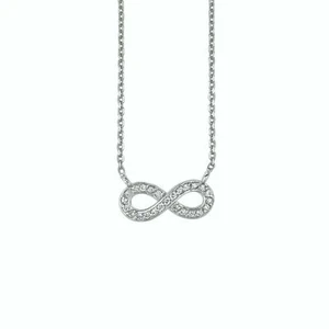 0,15 kt natürlicher Diamant Unendlichkeit Halskette 14 K Weißgold G SI 18" Kette - Bild 1 von 1