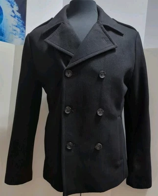 Casaco Express Pea preto mistura de lã bolsos clássicos feminino tamanho M - Imagem 1 de 4