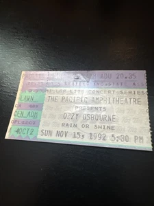 VINTAGE 1992 OZZY Osbourne   TICKET STUB - Picture 1 of 2