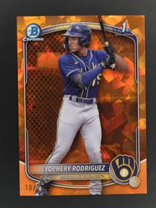 2025 Bowman Sapphire Yophery Rodriguez 1st Chrome Orange Refractor 10/25 Brewers - Picture 1 of 2