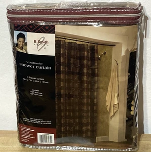 B Smith Woodlander Tenda Doccia Tessuto Marrone Texturizzato 72” X 75” Nuova - Foto 1 di 6
