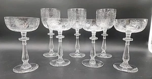 7-Libbey Rock Sharpe PAISLEY Water Goblets & Tall Sherberts / Champagnes - Picture 1 of 23
